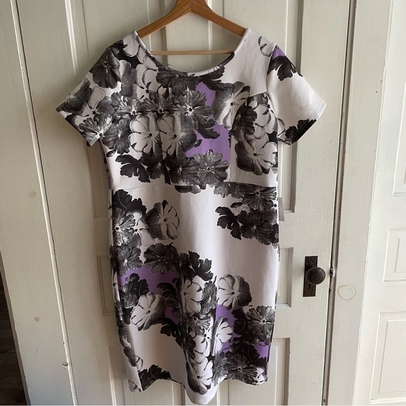 🥒 Eloquii NWT White Purple Floral Femme Bodycon Short Sleeve Mini Dress Plus 16 - Picture 8 of 12